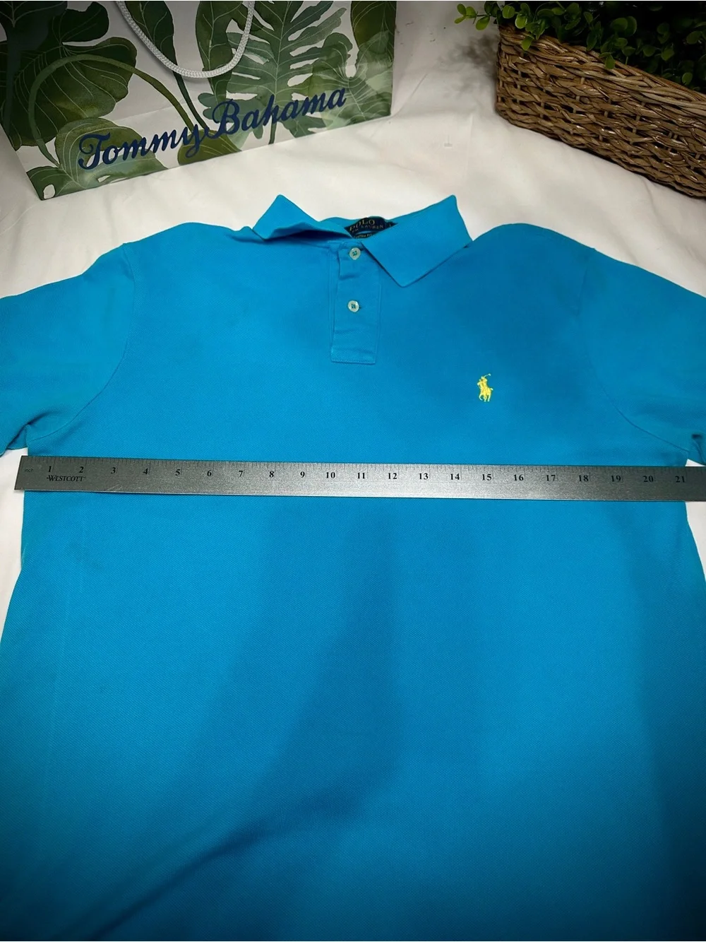 MENS Ralph Lauren POLO - Turquoise with Yellow Logo- LARGE